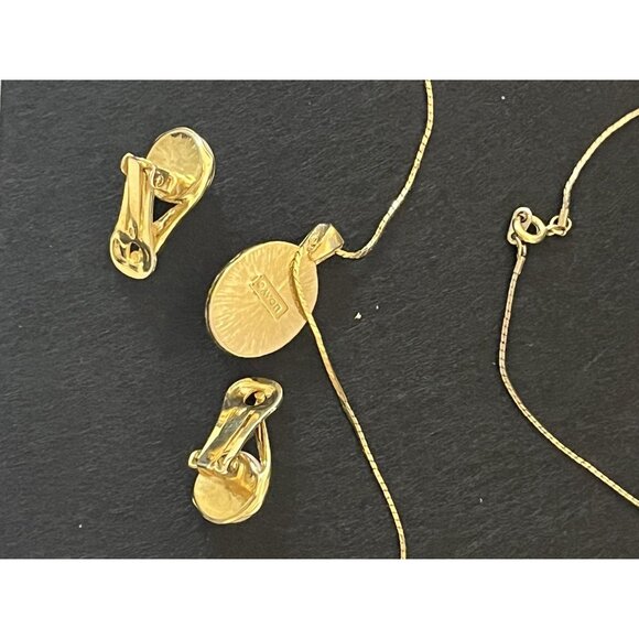 Vintage Avon Faux Pearl Necklace Earrings Set Rhinestone - Picture 3 of 6